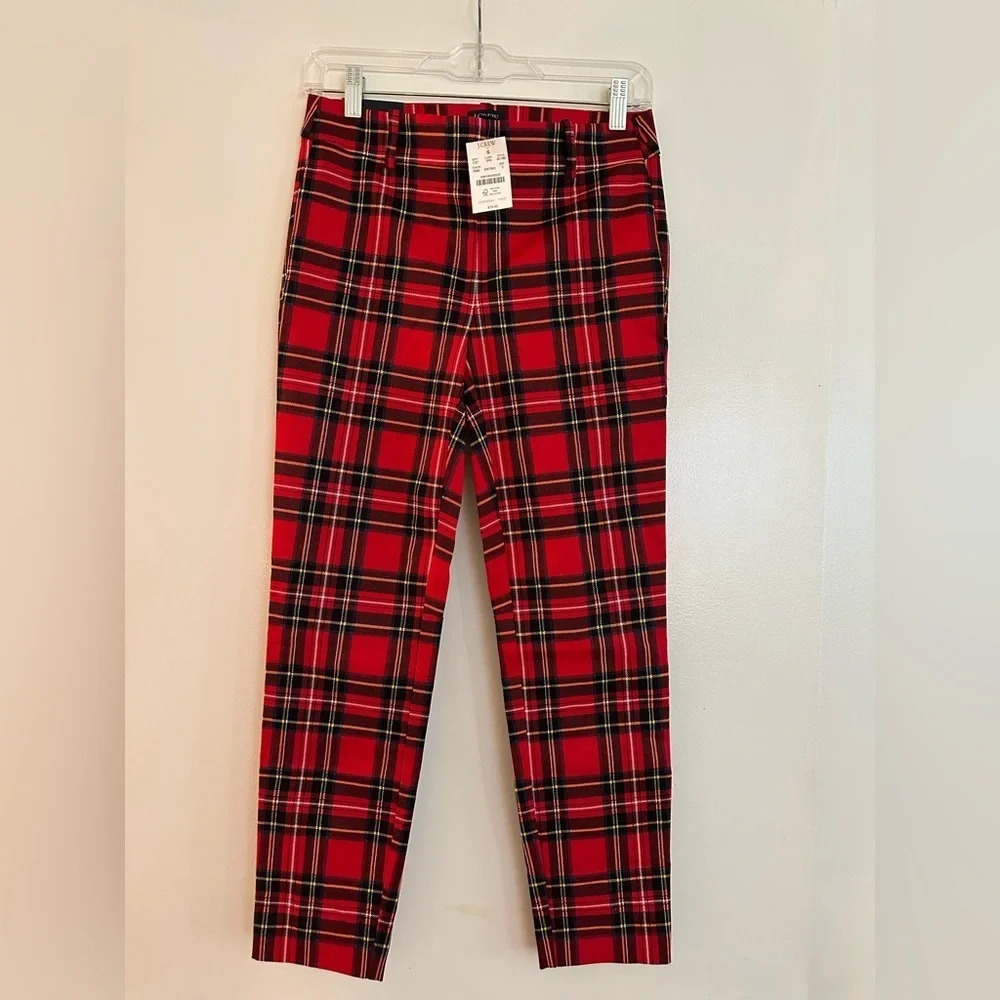 NWT JCrew Size 0 Winne Crop "Red Black Multi"